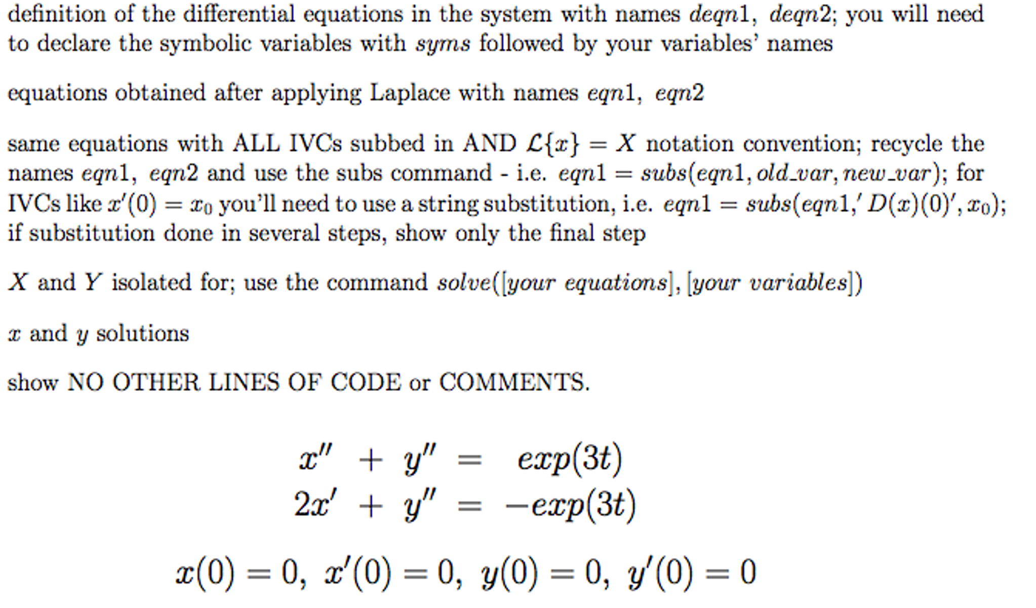 Solved Definition of the differential equations in the