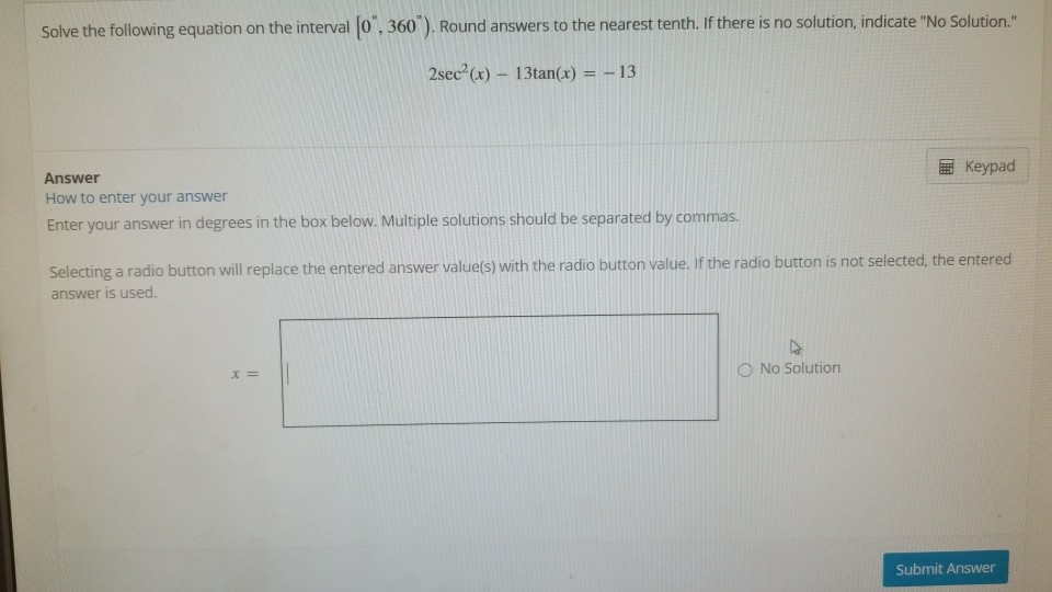 Solved Solve the following equation on the interval [0, | Chegg.com