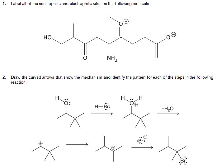 Solved Label all of the nucleophilic and electrophilic sites | Chegg.com