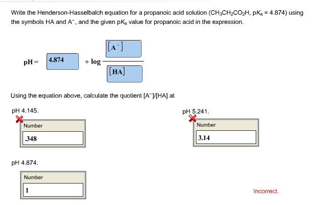 Solved Write The Henderson Hasselbalch Equation For A Chegg Com