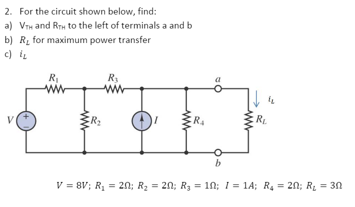 Solved For the circuit shown below, find: a) V_th and RTH | Chegg.com