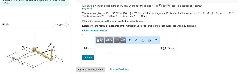 Solved versa.) As shown, a member is fixed at the origin, | Chegg.com