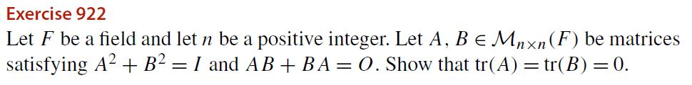 Solved Let F be a field and let n be a positive integer. Let | Chegg.com