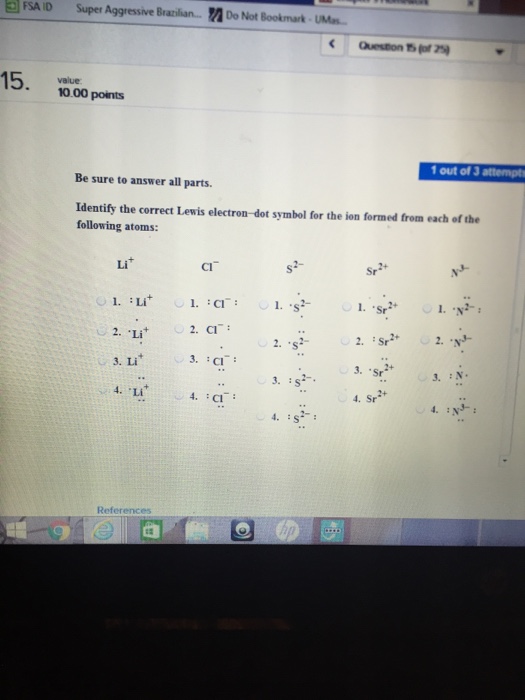 Solved Identify the correct Lewis electron-dot symbol for | Chegg.com