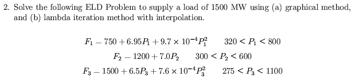 Solved Solve the following ELD Problem to supply a load of | Chegg.com