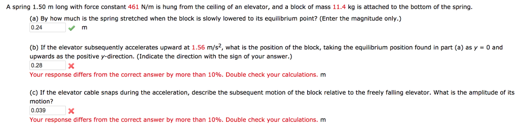 Solved A spring 1.50 m long with force constant 461 N/m is | Chegg.com