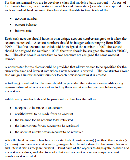 Solved For this assignment you are to develop a class that | Chegg.com