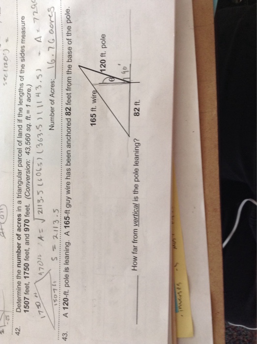Solved Determine the number of acres in a triangular parcel