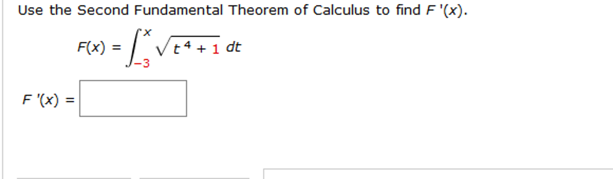 second fundamental theorem of calculus homework answers