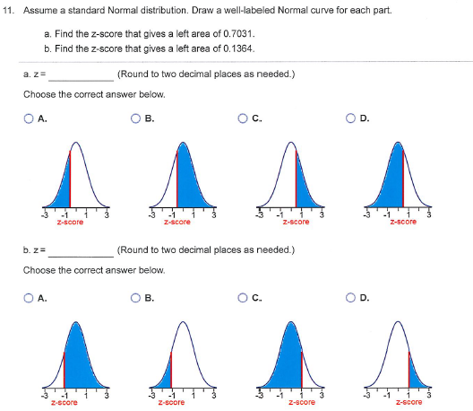 Solved 11. Assume a standard Normal distribution. Draw a | Chegg.com
