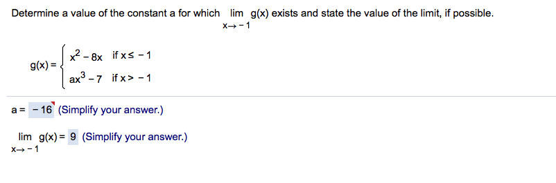 Solved Determine a value of the constant a for which lim x | Chegg.com