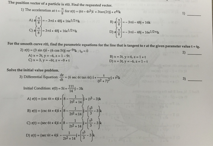 Solved The Position Vector Of A Particle Is R(t). Find The 