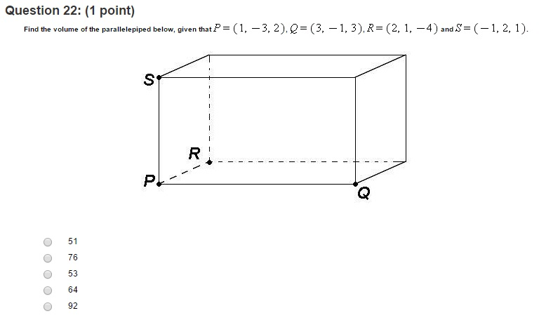 Solved Find the volume of the parallelepiped below, given | Chegg.com