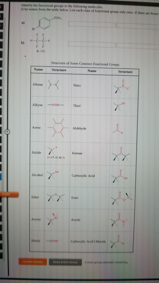 Solved Identify the functional groups in the following | Chegg.com