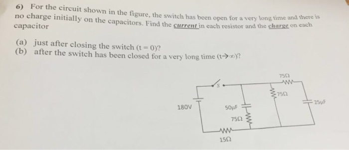 Solved For the circuit shown in the figure, the switch has | Chegg.com