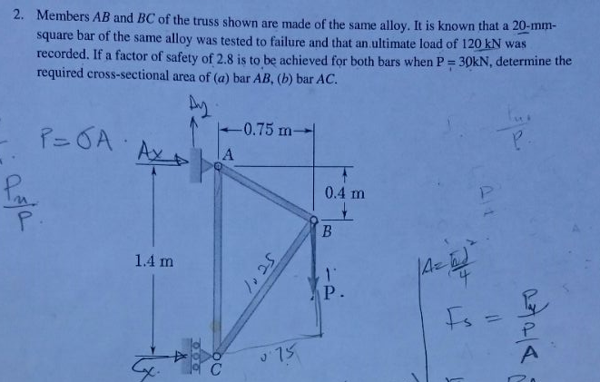Solved: 2. Members AB And BC Of The Truss Shown Are Made O... | Chegg.com