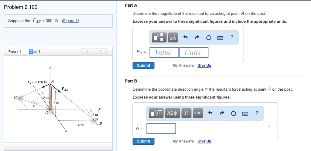 Solved Problem 2.100 Suppose that FAB 3300 N. (Eigure 1) | Chegg.com