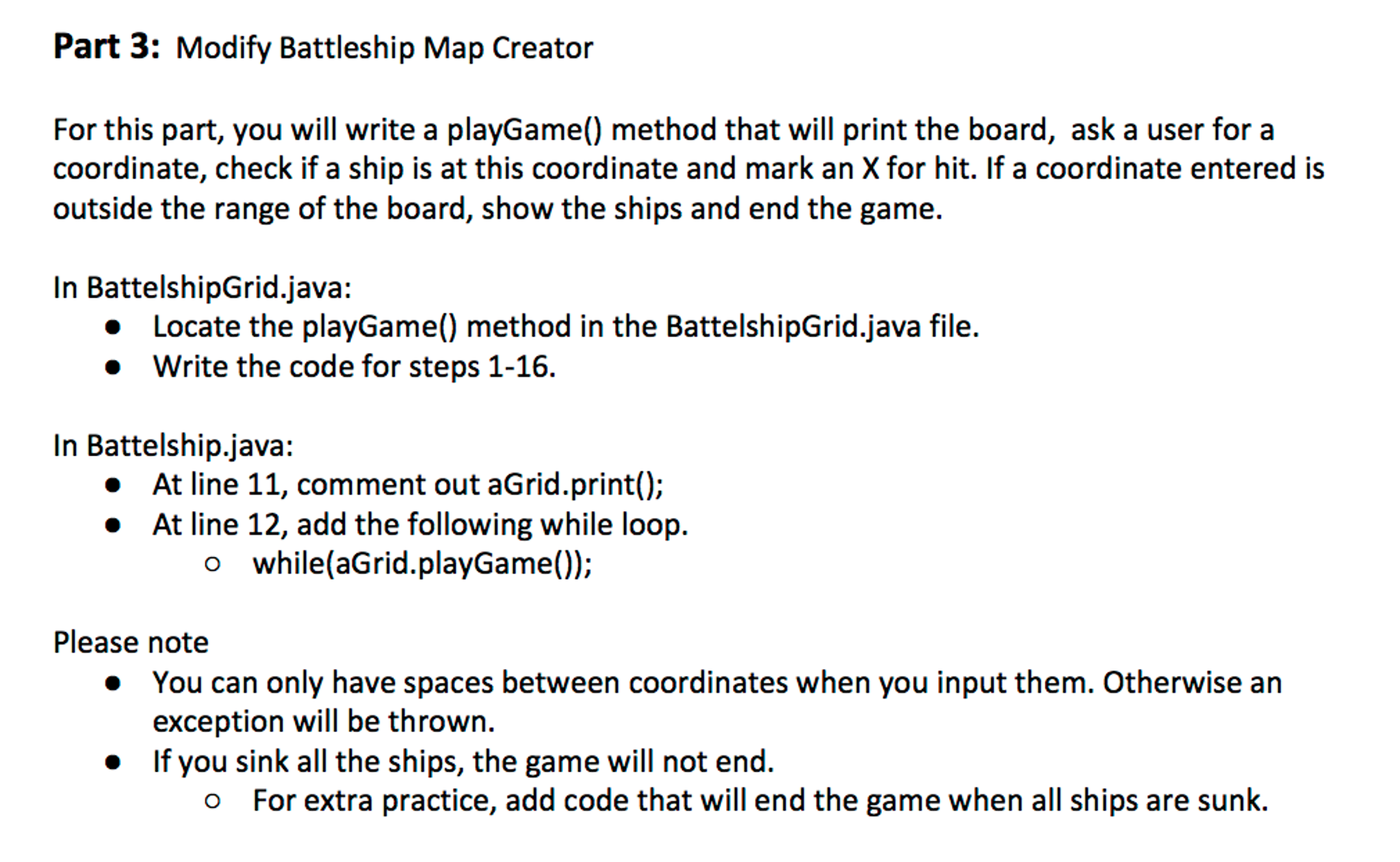 Solved Part 3 Modify Battleship Map Creator For this part,