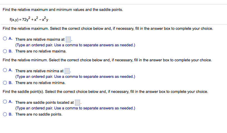 Solved Find The Relative Maximum And Minimum Values And The Chegg Solved Find The Relative Maximum And Minimum Values And The Chegg