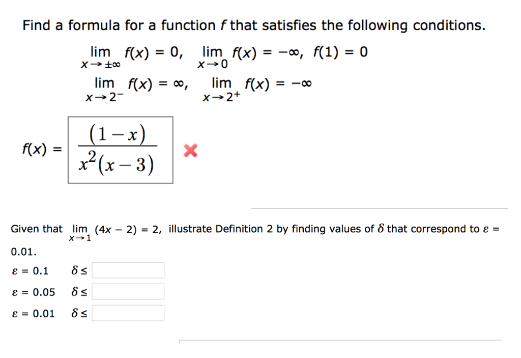 Solved Find A Formula For A Function F That Satisfies The