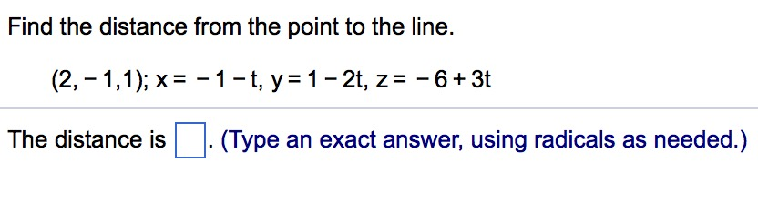 Solved Find The Distance From The Point To The Line 2