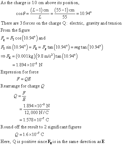 (Solved) - A point charge (m = 1.0g) at the end of an insulating string ...