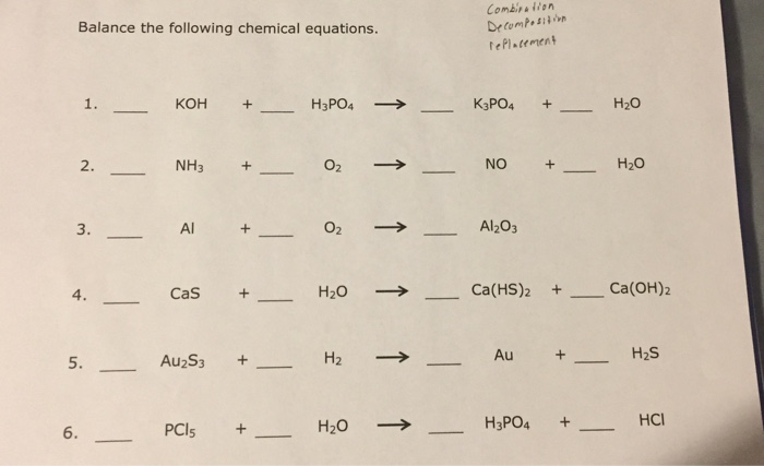 Solved Balance the following chemical equations. | Chegg.com