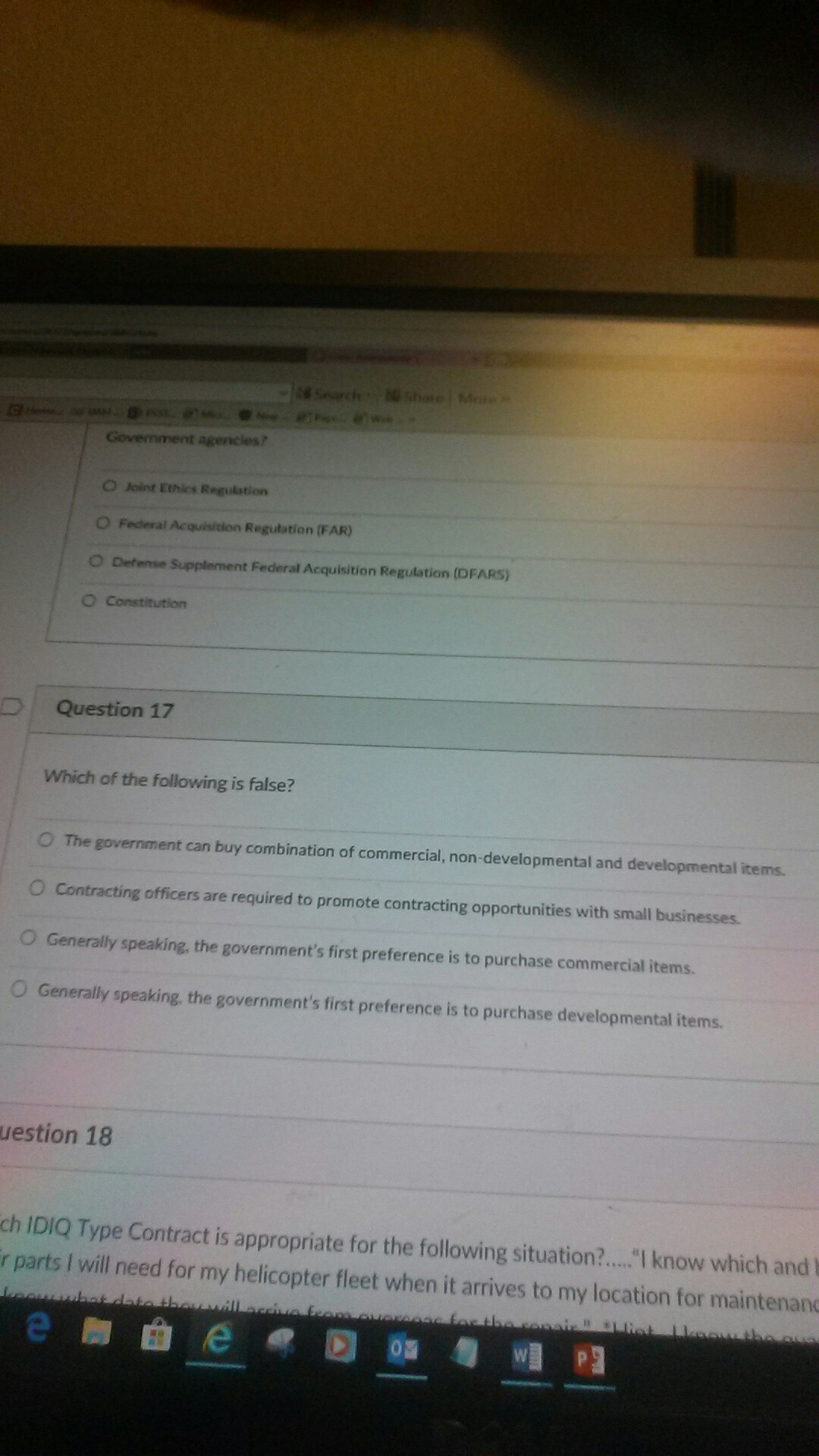 Solved O Joint Ethics Regulation O Federal Acquisition | Chegg.com