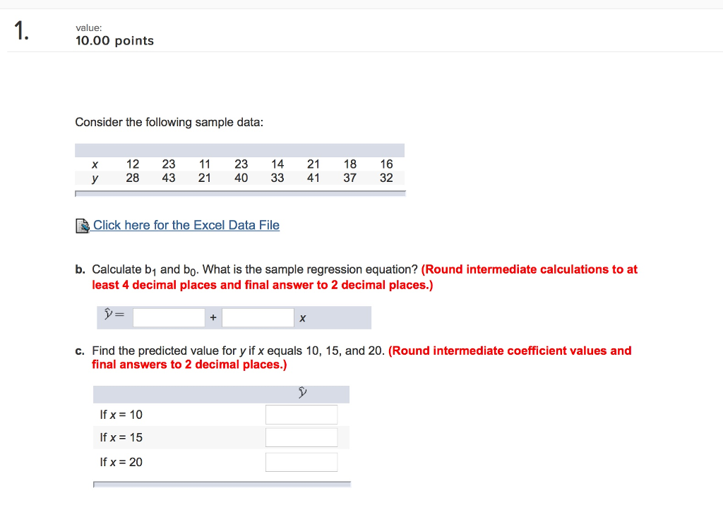 Solved Consider The Following Sample Data: B. Calculate B_1 | Chegg.com