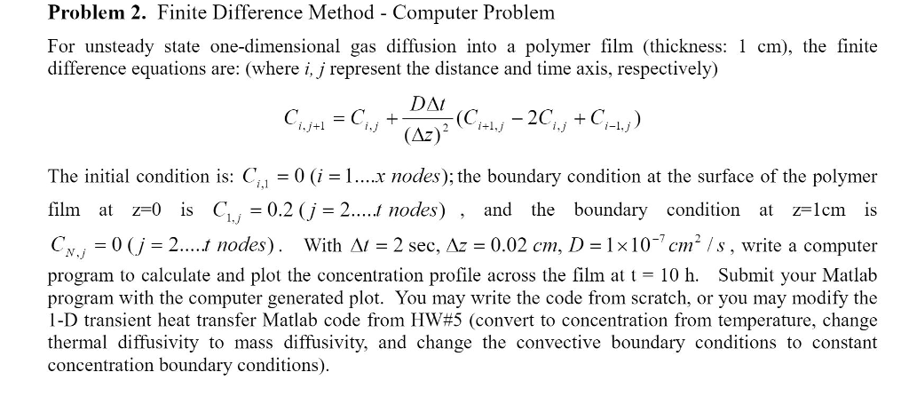 Finite Difference Method Computer Problem For | Chegg.com
