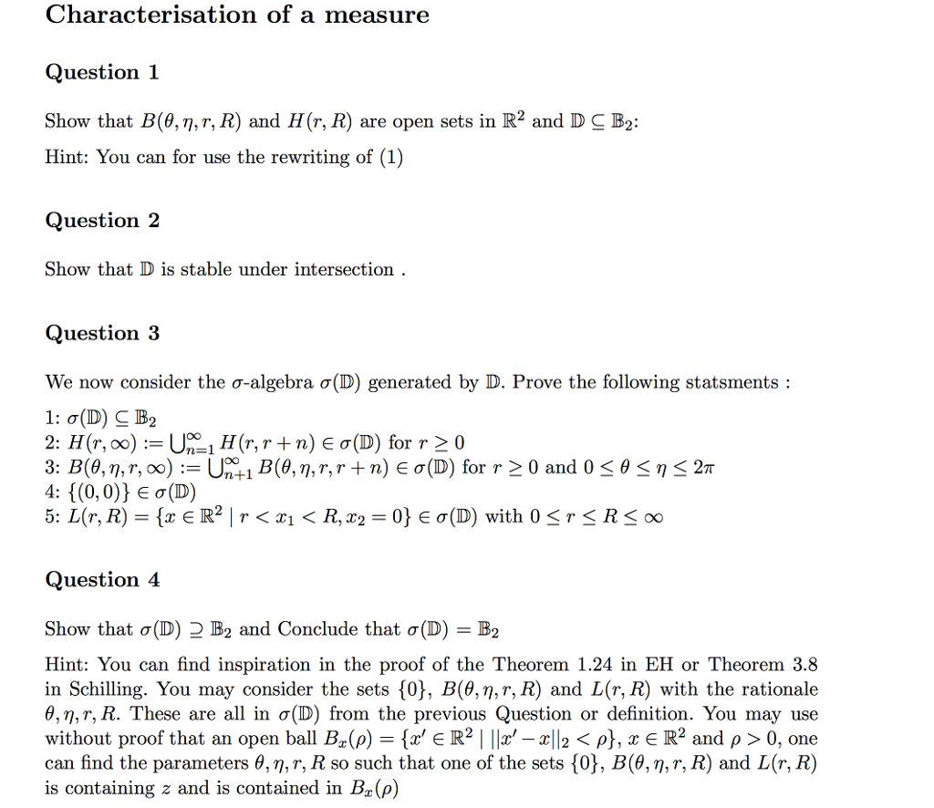 In this assignment, we will study the space (R2, B2) | Chegg.com