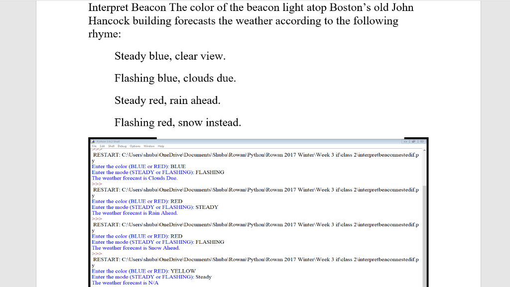 Solved Interpret Beacon The color of the beacon light atop
