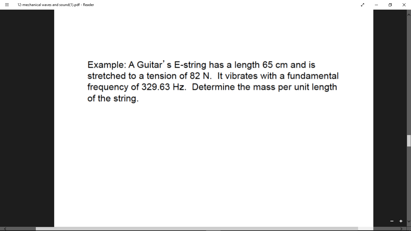 Solved A Guitar's E-string has a length 65 cm and is | Chegg.com