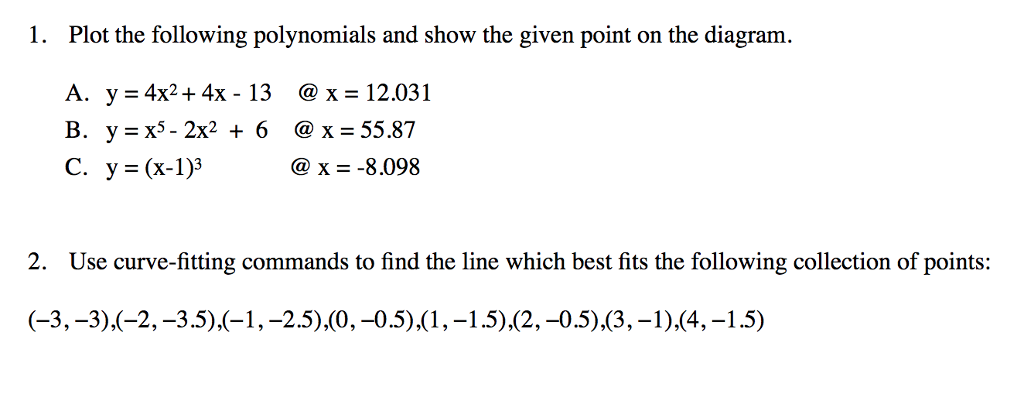 Solved 1. Plot the following polynomials and show the given | Chegg.com