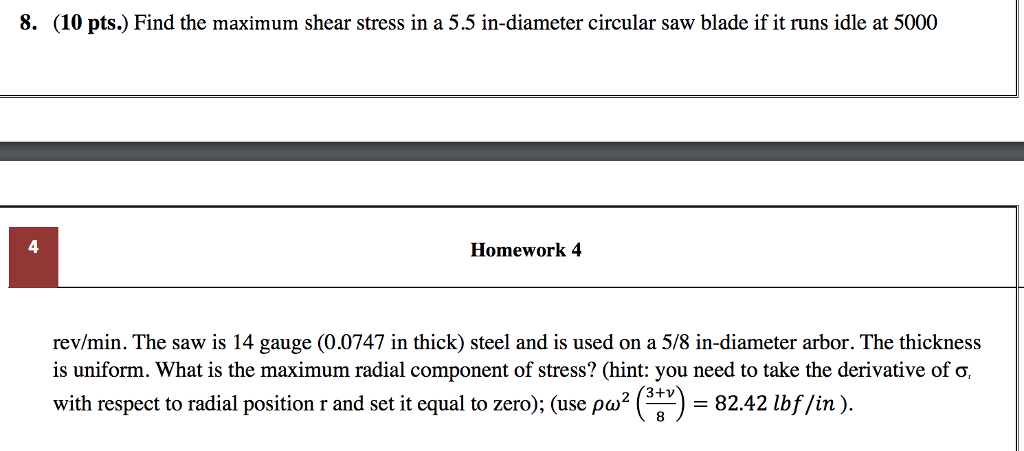 Solved 8. (10 pts.) Find the maximum shear stress in a 5.5 | Chegg.com