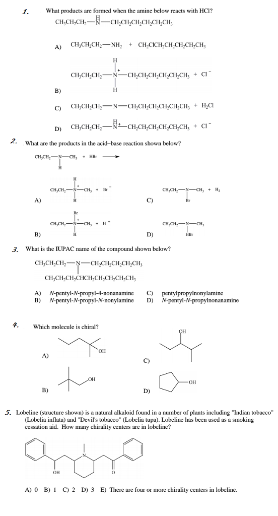 Solved What products are formed when the amine below reacts | Chegg.com