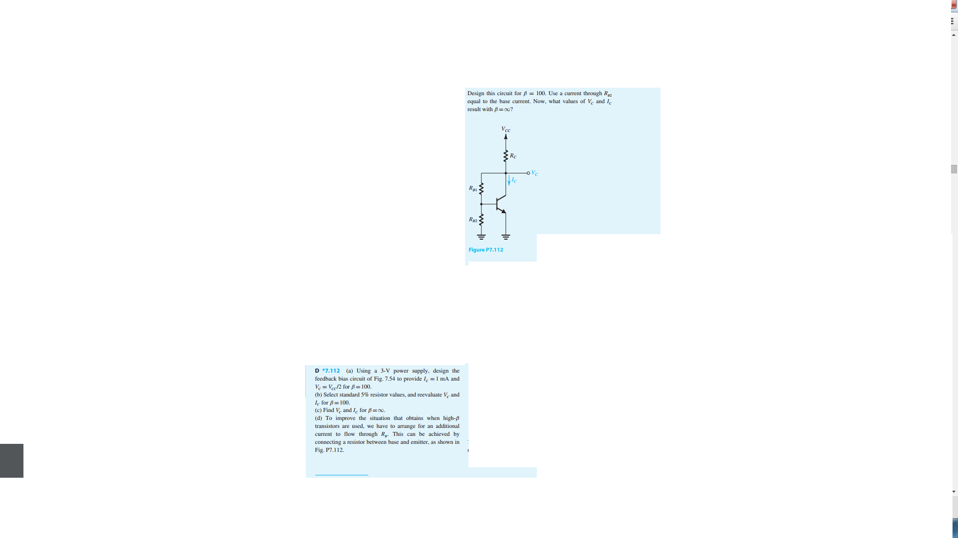 Design this circuit for beta = 100. Use a current | Chegg.com