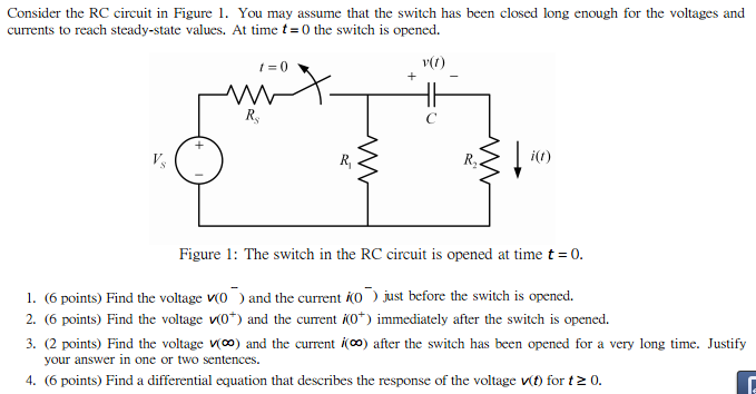 Solved Consider the RC circuit in Figure 1. You may assume | Chegg.com