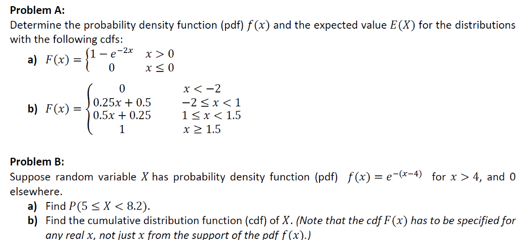 Determine The Probability Density Function