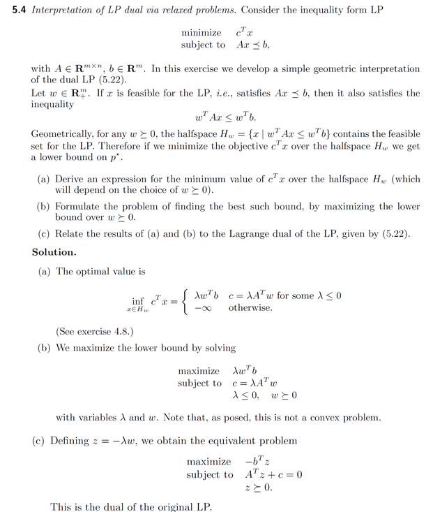 Solved 5.4 Interpretation of LP dual via relared problems. | Chegg.com