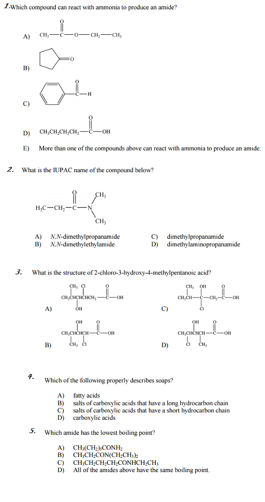 Solved Which compound can react with ammonia to produce an | Chegg.com