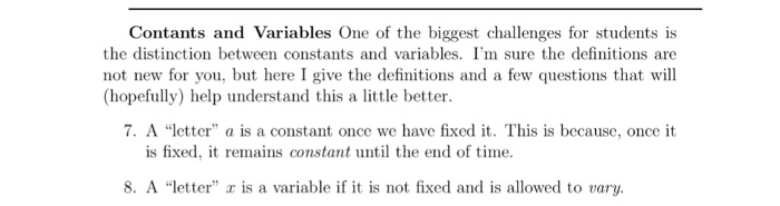 Solved Contants and Variables One of the biggest challenges | Chegg.com