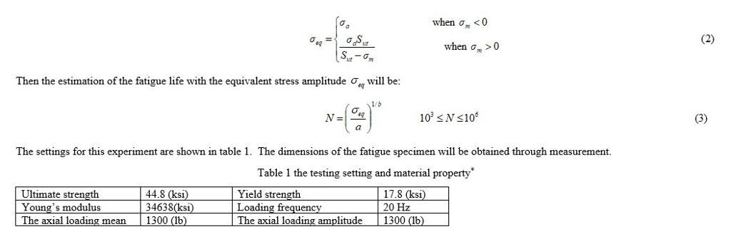 Solved ESTIMATION OF THE FATIGUE LIFE For design, an | Chegg.com