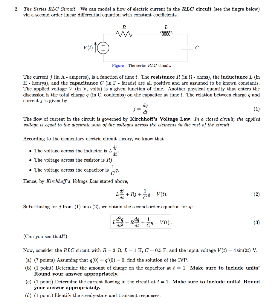 Solved The Series RLC Circuit We can model a flow of | Chegg.com