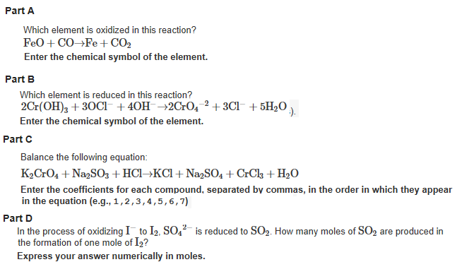 Solved Which element is oxidized in this reaction? FeO + CO | Chegg.com