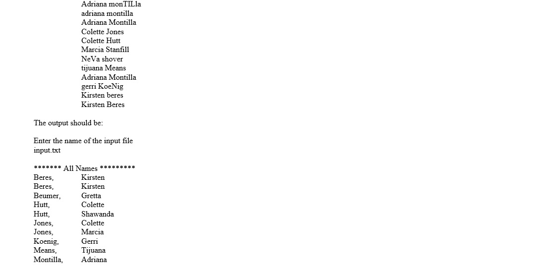 Solved Write a java program that reads a sequence of names | Chegg.com