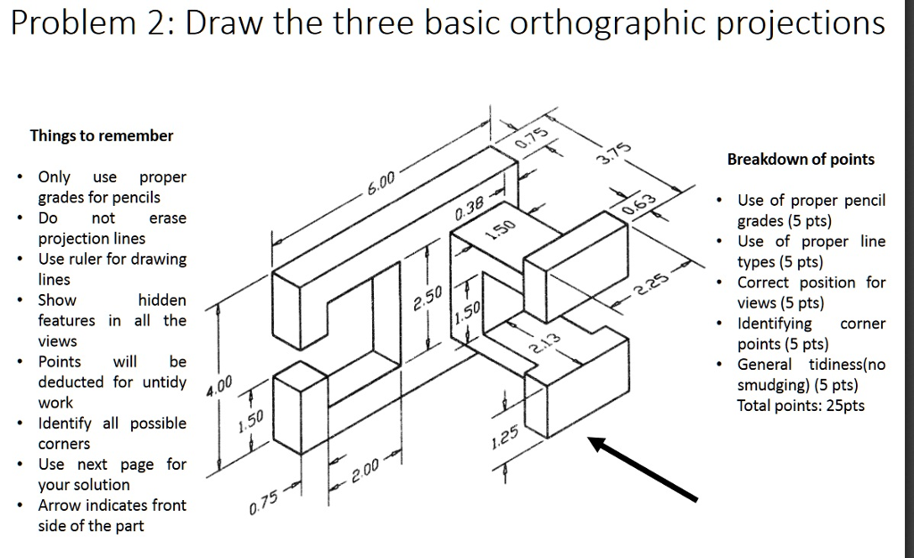 Solved Draw the three basic orthographic projections Only