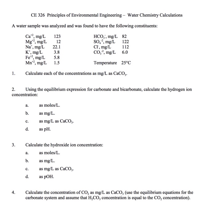 Solved CE 326 Principles of Environmental Engineering - | Chegg.com