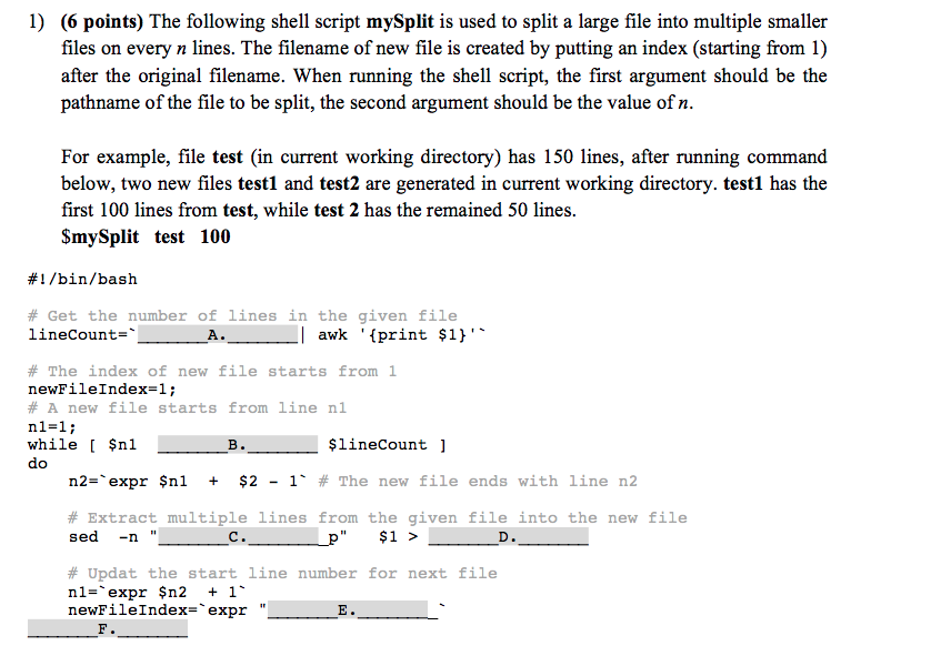 solved-1-6-points-the-following-shell-script-mysplit-is-chegg