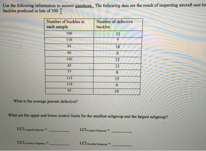 Solved Use the following information to answer questions. | Chegg.com